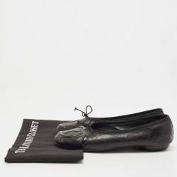 Pre Owned Chanel Black Quilted Leather CC Ligne Cambon Ballet Flats Size 37
