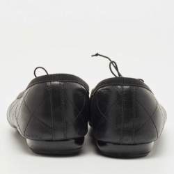 Pre Owned Chanel Black Quilted Leather CC Ligne Cambon Ballet Flats Size 37