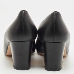 Pre Owned Chanel Black Leather and Patent Cap Toe CC Pumps Size 42