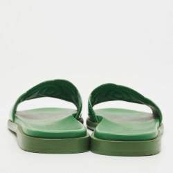 Chanel Green Patent Leather CC Flat Slides Size 40.5