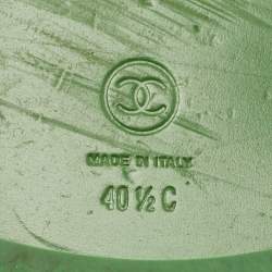 Chanel Green Patent Leather CC Flat Slides Size 40.5