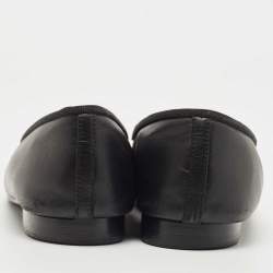 Chanel Black Patent and Leather CC Cap Toe Ballet Flats Size 39.5   