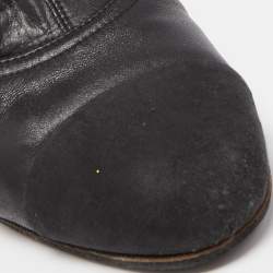 Chanel Black Canvas and Leather CC Cap Toe Ankle Boots Size 39