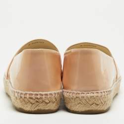 Pre Owned Chanel Beige Patent Cap Top CC Espadrille Flats Size 41