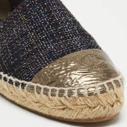 Chanel Multicolor Woven Fabric and Leather, CC Cap Toe Ballet Flats Size 37