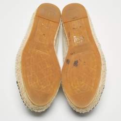 Pre Owned Chanel Cream Canvas CC Cap Toe Espadrille Flats Size 41
