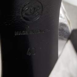 Chanel Silver Leather Platform Ankle Strap Sandals Size 40