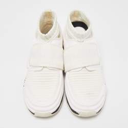 Chanel Off White Stretch Fabric CC Sock Sneakers Size 40