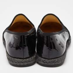 Pre Owned Chanel Black Patent Leather Flattie CC Logo Espadrille Loafers Size 38