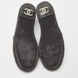 Pre Owned Chanel Black Patent Leather Flattie CC Logo Espadrille Loafers Size 38