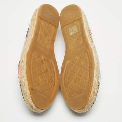 Pre Owned Chanel Multicolor Fabric And Patent Leather CC Cap Toe Espadrille Size 40