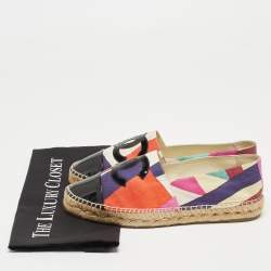Pre Owned Chanel Multicolor Fabric And Patent Leather CC Cap Toe Espadrille Size 40