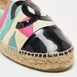 Pre Owned Chanel Multicolor Fabric And Patent Leather CC Cap Toe Espadrille Size 40