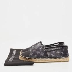 Pre Owned Chanel Black Mesh CC Cap Toe Espadrille Flats Size 40