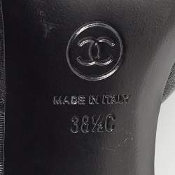 Chanel Black Canvas and Leather CC Logo Mules Size 38.5
