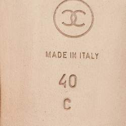 Pre Owned Chanel Beige/Black Leather Bow CC Cap Toe Ballet Flats Size 40