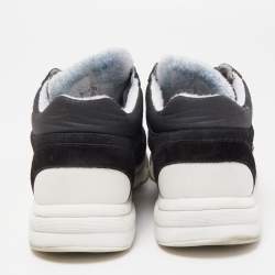 Chanel Black/White Suede and Canvas CC Low Top Sneakers Size 38