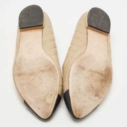 Chanel Beige/Black Quilted Leather Ballet Flats Size 38
