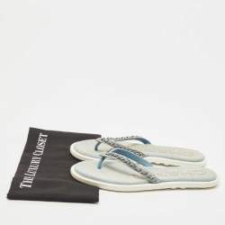 Pre Owned Chanel Blue Denim Thong Sandals Size 38