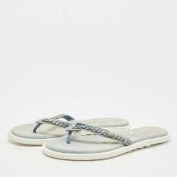 Pre Owned Chanel Blue Denim Thong Sandals Size 38