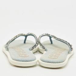 Pre Owned Chanel Blue Denim Thong Sandals Size 38
