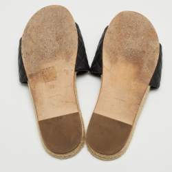 Pre Owned Chanel Black Quilted Leather CC Espadrille Flats Size 40