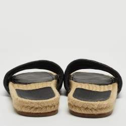 Pre Owned Chanel Black Quilted Leather CC Espadrille Flats Size 40