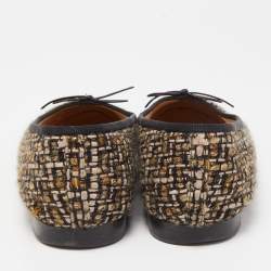Pre Owned Chanel Multicolor Woven Fabric and Canvas CC Ballet Flats Size 41