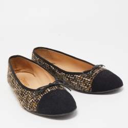 Pre Owned Chanel Multicolor Woven Fabric and Canvas CC Ballet Flats Size 41