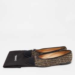 Pre Owned Chanel Multicolor Woven Fabric and Canvas CC Ballet Flats Size 41
