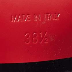 Pre Owned Chanel Red/Black Patent Leather Mary Jane Wedge Pumps Size 38.5