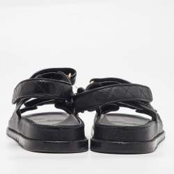 Chanel Black Quilted Leather CC Dad Sandals Size 39.5