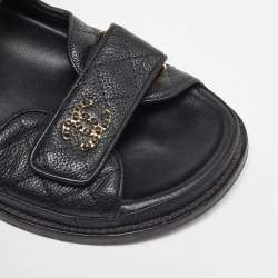Chanel Black Quilted Leather CC Dad Sandals Size 39.5