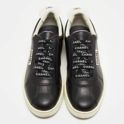 Chanel Black Leather CC Lace Up  Sneakers Size 38