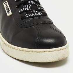 Chanel Black Leather CC Lace Up  Sneakers Size 38