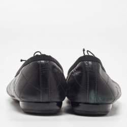 Chanel Black Quilted Leather CC Ligne Cambon Ballet Flats Size 36.5