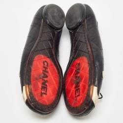 Chanel Black Quilted Leather CC Ligne Cambon Ballet Flats Size 36.5