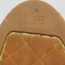 Chanel Green/Black Leather CC Espadrille Flats Size 35
