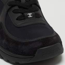 Chanel Black Suede and Fabric CC Low Top Sneakers Size 39
