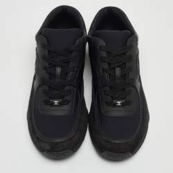 Chanel Black Suede and Fabric CC Low Top Sneakers Size 39