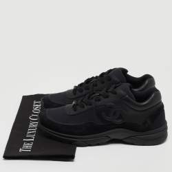 Chanel Black Suede and Fabric CC Low Top Sneakers Size 39