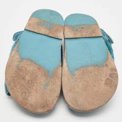 Pre Owned Chanel Blue Quilted Suede Dad Sandals Size 37
