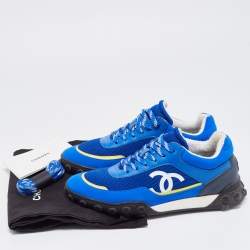 Chanel Blue Mesh and Nylon CC Low Top Sneakers Size 39