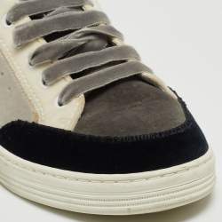 Chanel Tricolor Velvet Low Top Sneakers Size 38