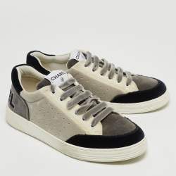 Chanel Tricolor Velvet Low Top Sneakers Size 38