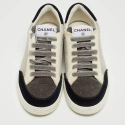 Chanel Tricolor Velvet Low Top Sneakers Size 38