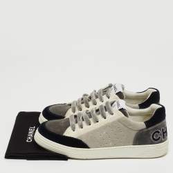 Chanel Tricolor Velvet Low Top Sneakers Size 38