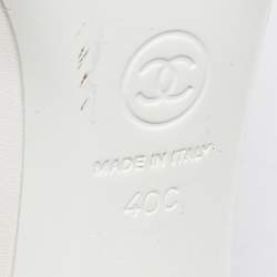 Pre Owned Chanel White/Black Leather Cap Toe Knot Heel Pumps Size 40