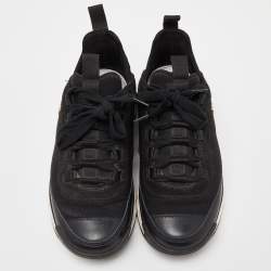 Pre Owned حذاء رياضي شانيل أربطة شعار CC قطيفة أسود مقاس 39