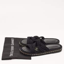 Chanel Black Rope CC Chain Link Slides Size 40
